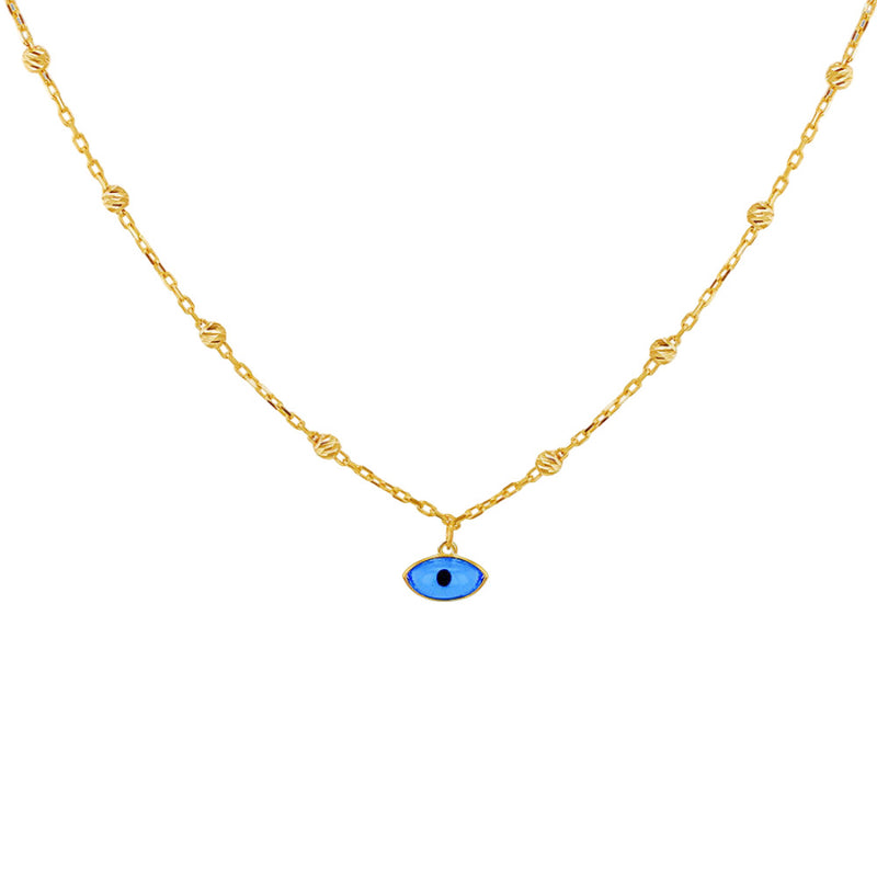 9ct Gold Evil Eye and Beads Necklace