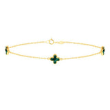 9ct Gold Three Malachite Petals Bracelet