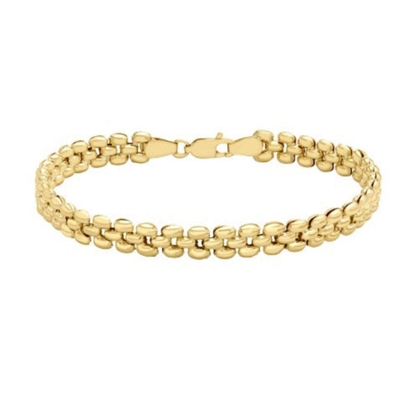 9ct Gold Brick Stampata Link Bracelet