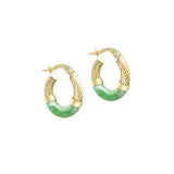 9ct Gold Enamel Twist Tube Hoop Creole Earrings