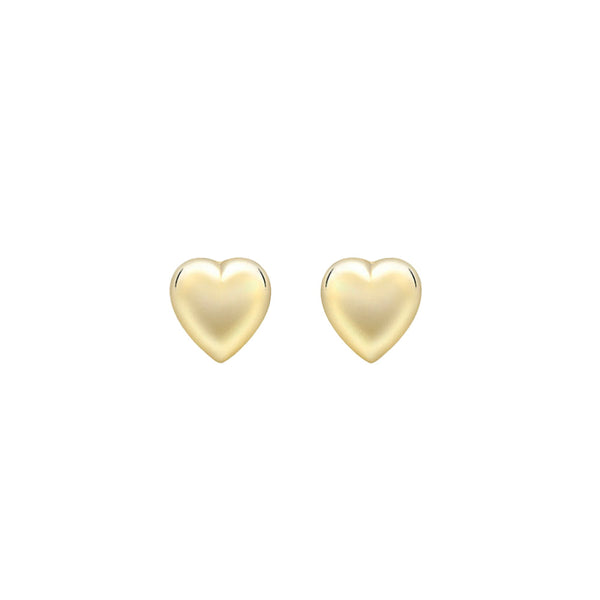 9ct Gold Puffed Heart Stud Earrings