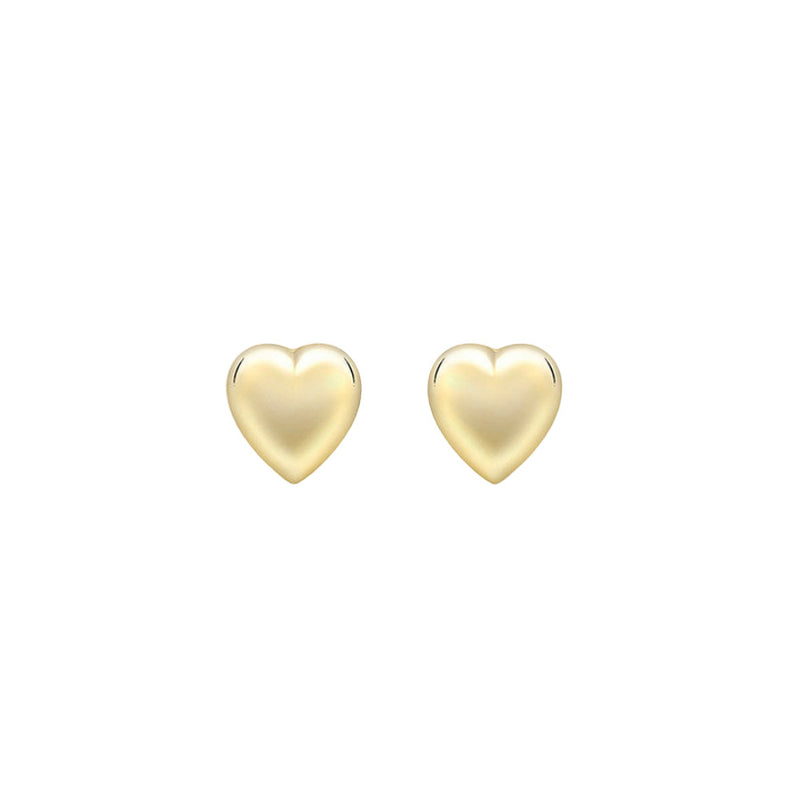 9ct Gold Puffed Heart Stud Earrings