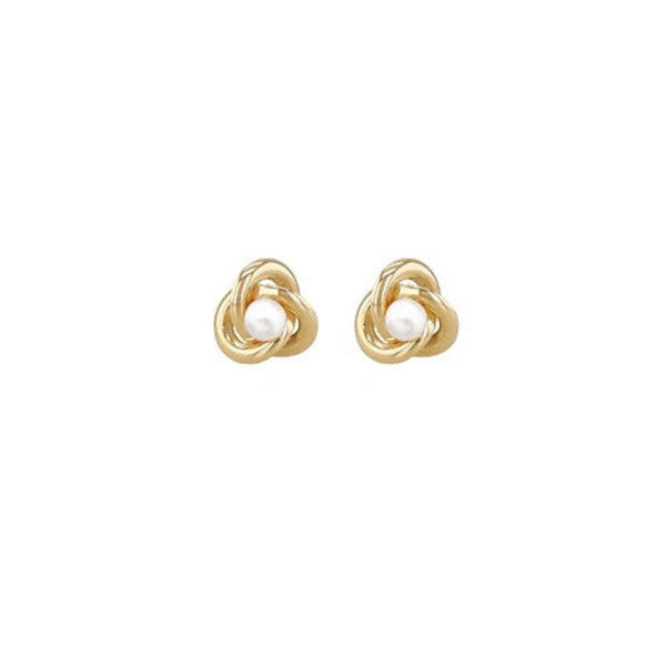 9ct Gold Freshwater Pearl Knot Stud Earrings