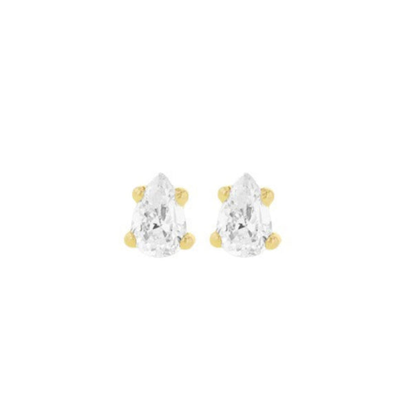9ct Gold Pear White Cubic Zirconia Stud Earrings
