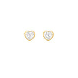9ct Gold 5mm Cubic Zirconia Heart Stud Earrings