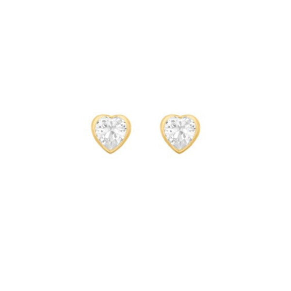 9ct Gold 5mm Cubic Zirconia Heart Stud Earrings