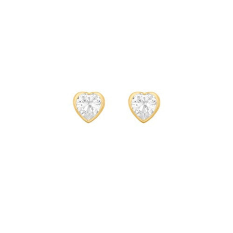 9ct Gold 5mm Cubic Zirconia Heart Stud Earrings