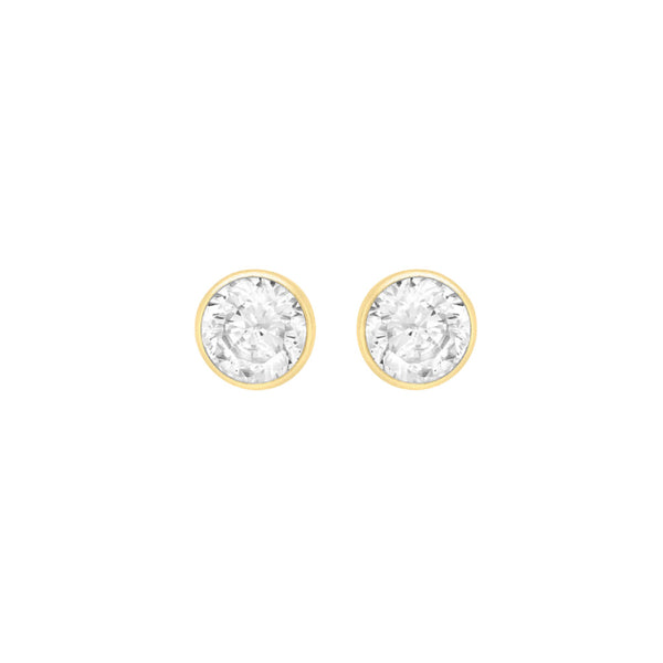 9ct Gold 5mm Cubic Zirconia Round Stud Earrings