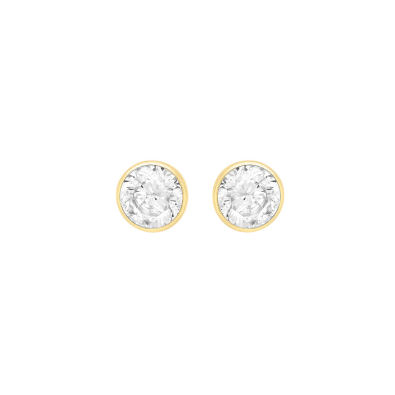 9ct Gold 5mm Cubic Zirconia Round Stud Earrings