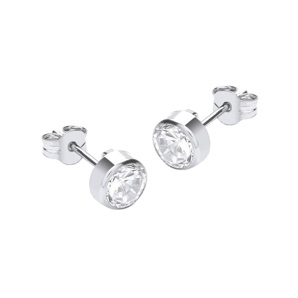 9ct Gold 5mm Cubic Zirconia Round Stud Earrings