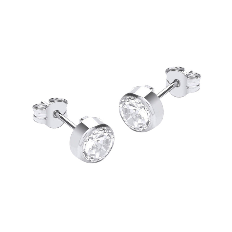 9ct Gold 5mm Cubic Zirconia Round Stud Earrings