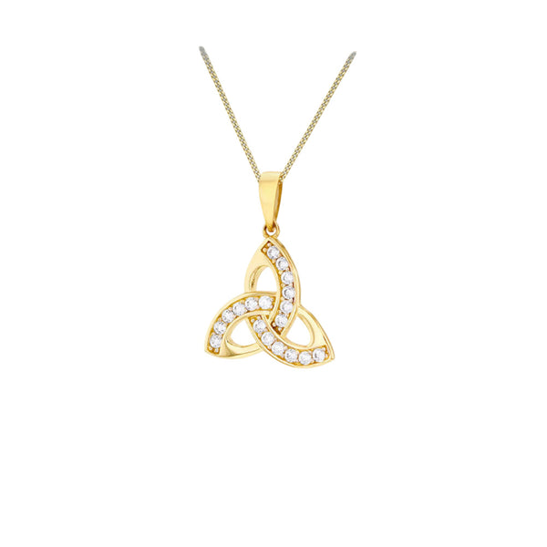 9ct Gold Cubic Zirconia Celtic Knot Necklace