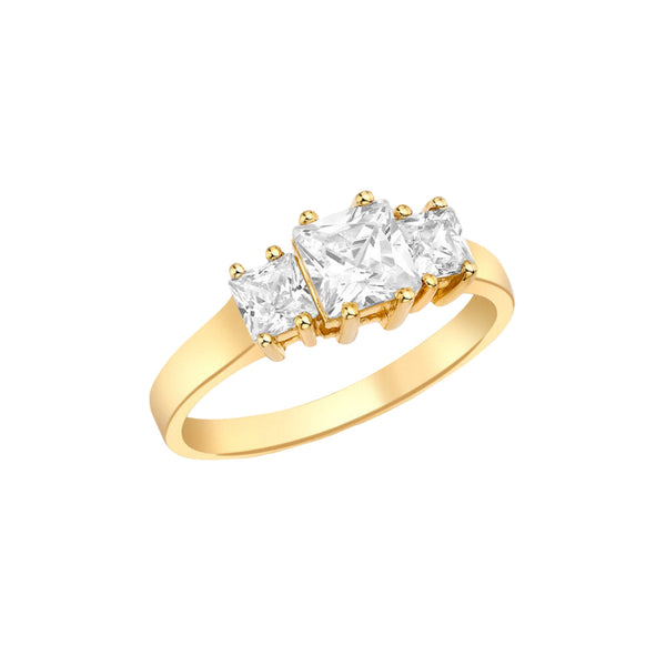 9ct Gold Three Stones Cubic Zirconia Ring