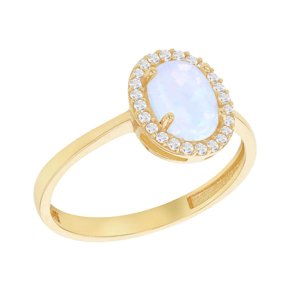 9ct Gold Cubic Zirconia and Opal Ring