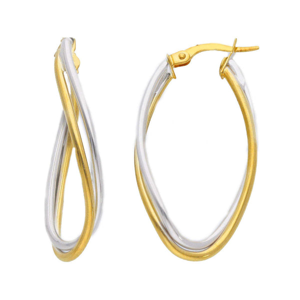 9ct Two Tone Gold Double Hoop Earrings