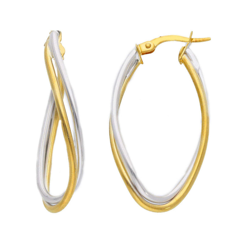 9ct Two Tone Gold Double Hoop Earrings
