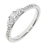 18ct Gold Three Stones Diamond with 0.10ct Diamomd Shoulders Ring