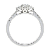 18ct Gold Three Stones Diamond with 0.10ct Diamomd Shoulders Ring