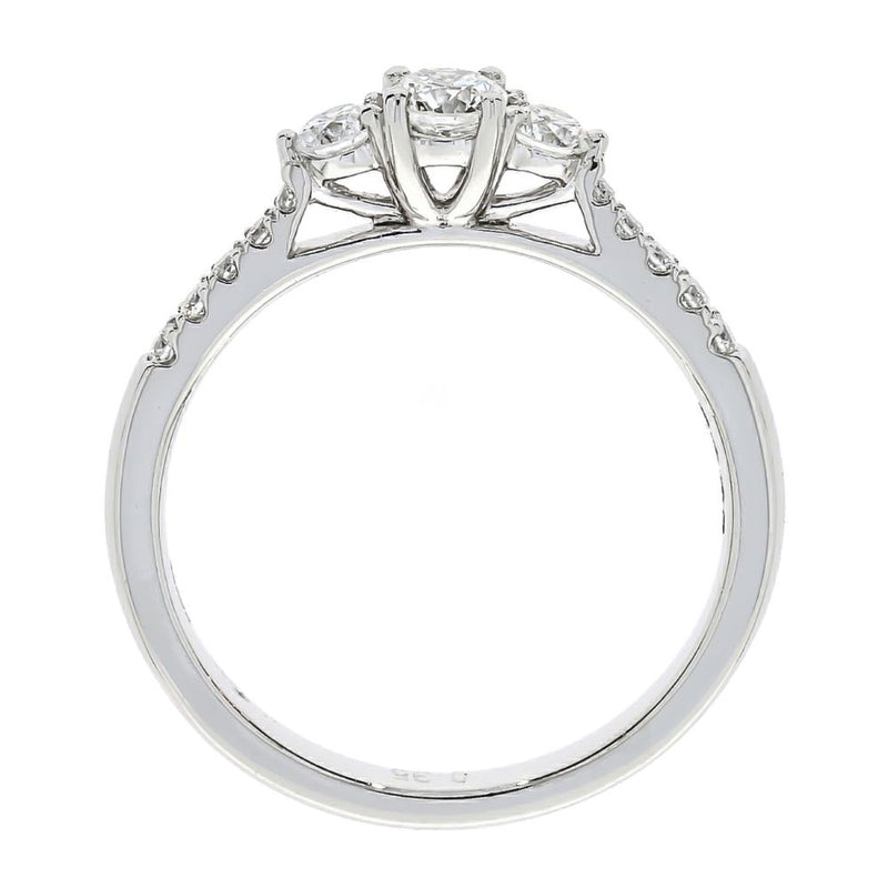 18ct Gold Three Stones Diamond with 0.10ct Diamomd Shoulders Ring
