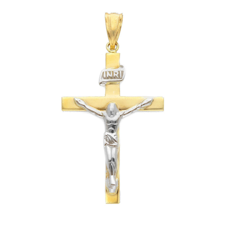 9ct Two Tone Gold Crucfix Pendant