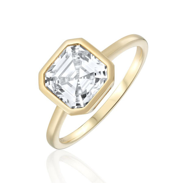 9ct Gold Cushion Cut Cubic Zirconia Ring