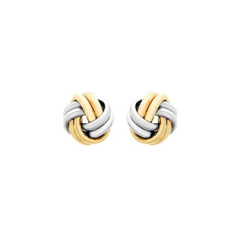 9ct Two Tone Gold Knot Stud Earrings