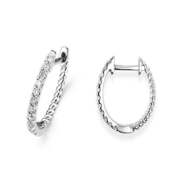 18ct White Gold Diamond Hoop Earrings