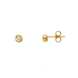 18ct Gold Diamond Rubover Bezel Stud Earrings