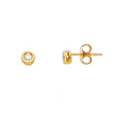 18ct Gold Diamond Rubover Bezel Stud Earrings