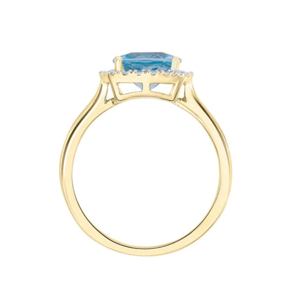 9ct Gold Diamond & Aquamarine Ring