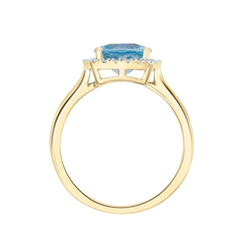 9ct Gold Diamond & Aquamarine Ring
