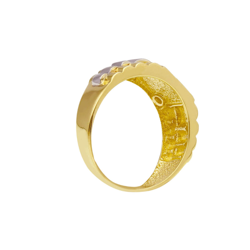 9ct Two Tone Gold Cubic Zirconia Signet Ring