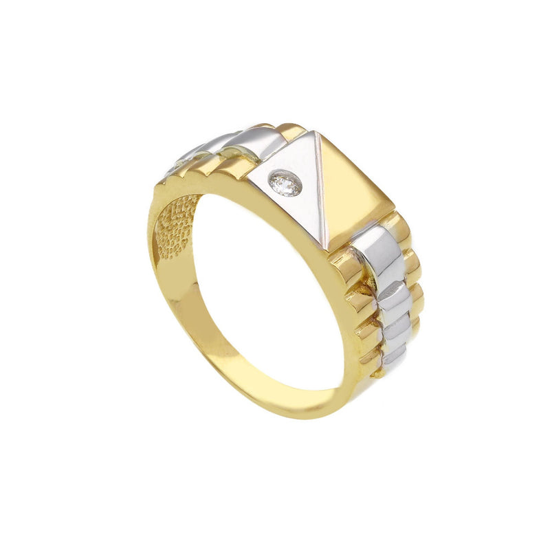 9ct Two Tone Gold Cubic Zirconia Signet Ring