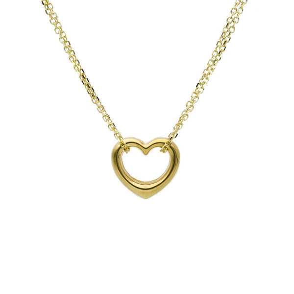 9ct Gold Open Heart Double Chain Necklace