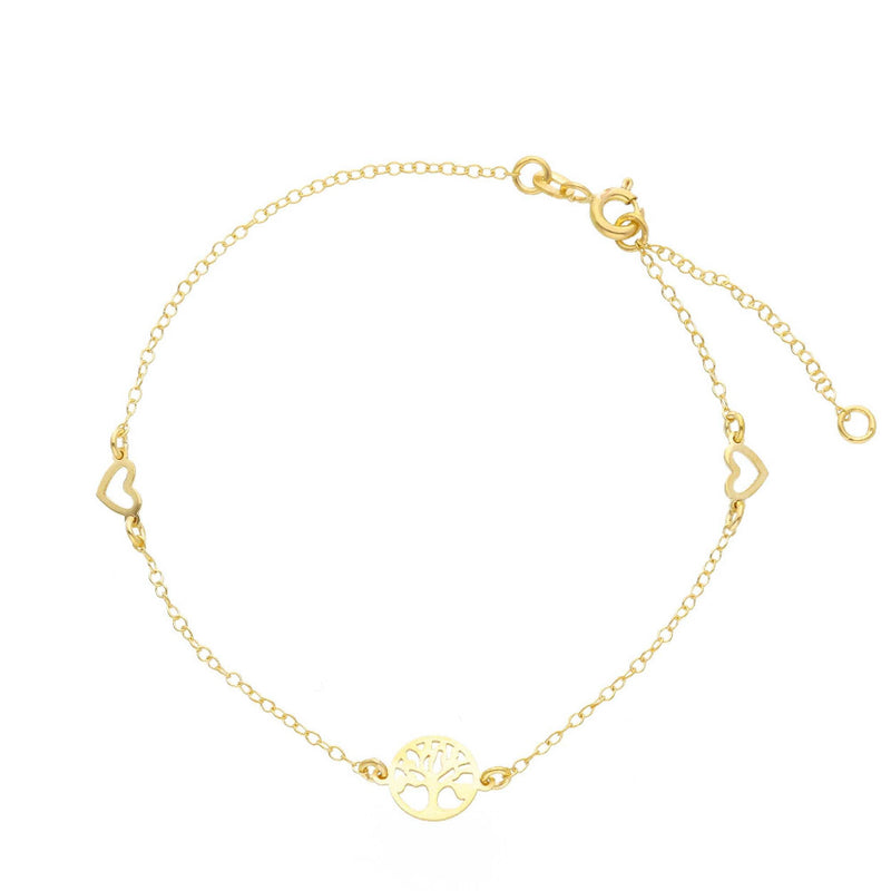 9ct Gold Tree of Life & Heart Bracelet