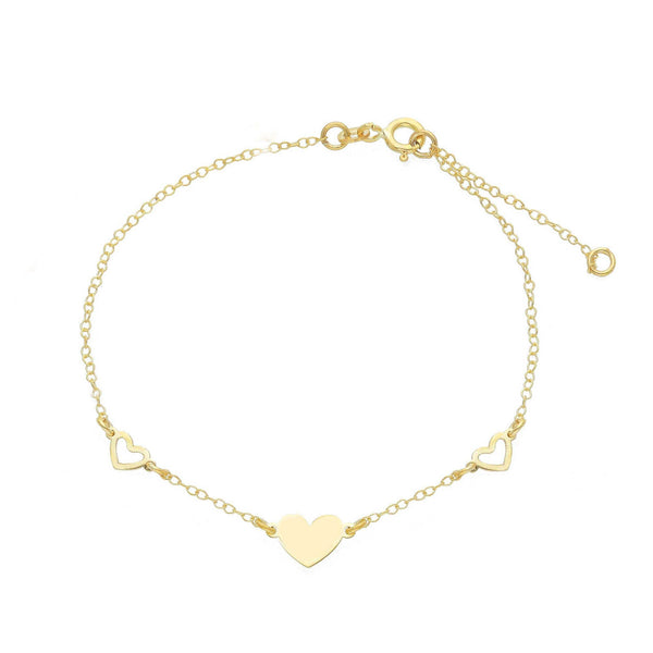 9ct Gold Hearts Bracelet