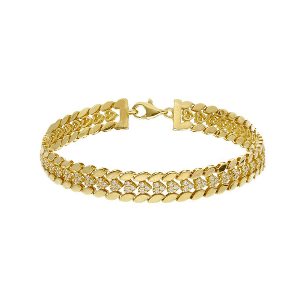 9ct Gold Cubic Zirconia Heart Weave Bracelet