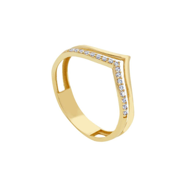 9ct Gold Cubic Zirconia Wishbone Ring