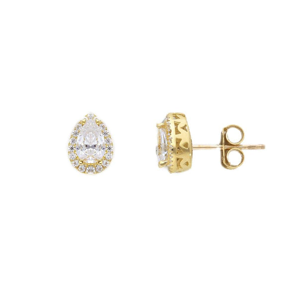 9ct Gold Cubic Zirconia Pear Shape Stud Earrings