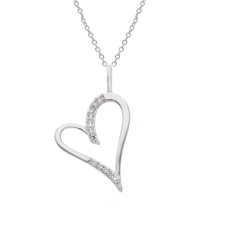 9ct White Gold Diamond Heart Necklace