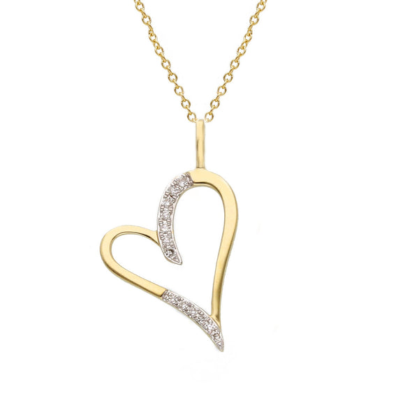 9ct Two Tone Gold Diamond Heart Necklace