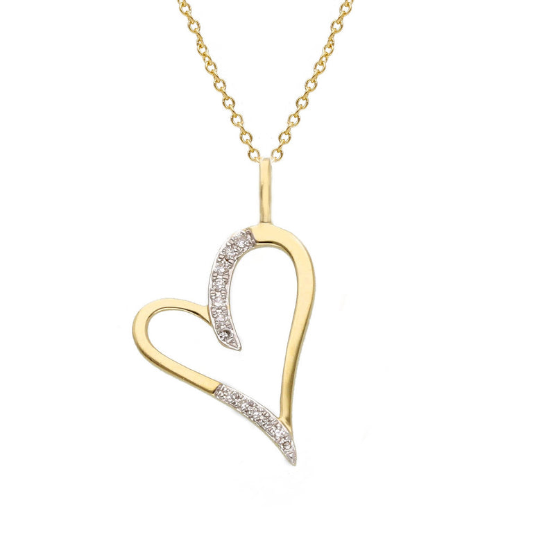 9ct Two Tone Gold Diamond Heart Necklace