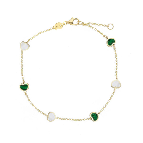 9ct Gold Malachite and Mother of Pearl Bracelet