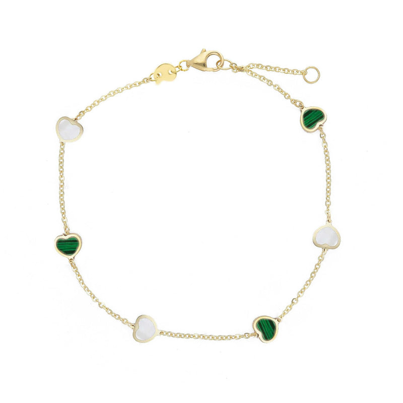 9ct Gold Malachite and Mother of Pearl Bracelet