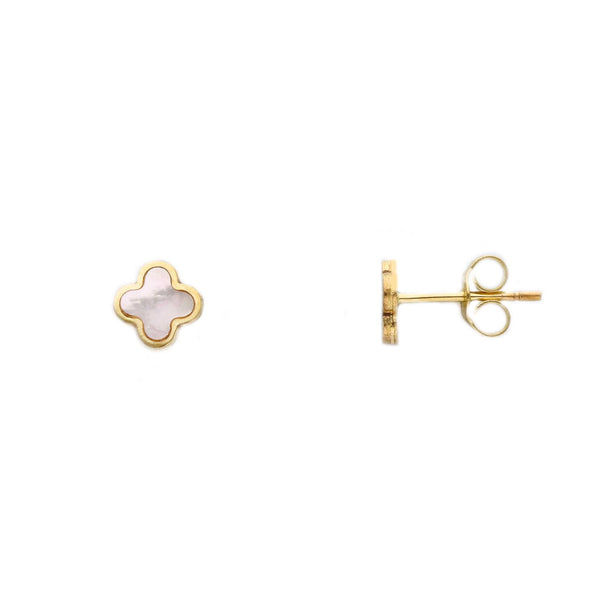 9ct Gold Mother of Pearl Clover Stud Earrings