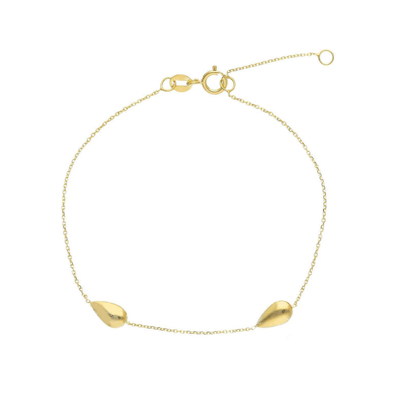 9ct Gold Teardrop Station Bracelet