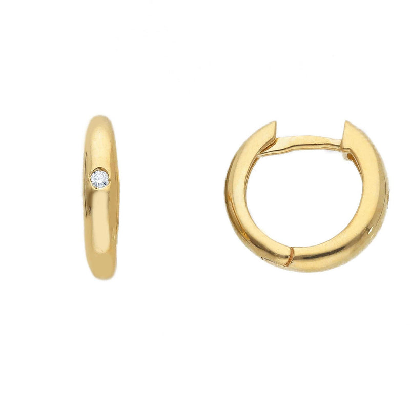 9ct Gold Diamond Huggie Hoop Earrings