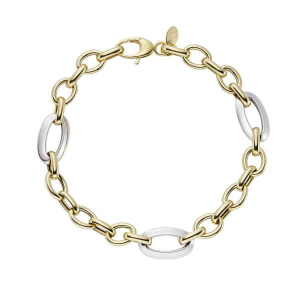 9ct Two Tone Gold Elongated Oval Link Bracelet