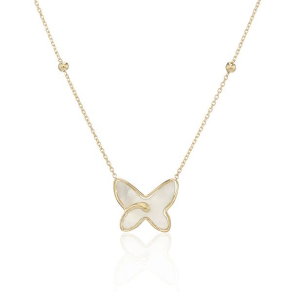 9ct Gold Mother of Pearl Butterfly Necklace