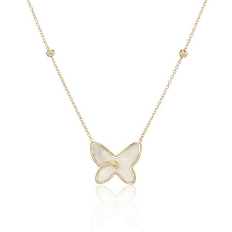 9ct Gold Mother of Pearl Butterfly Necklace